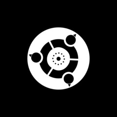 Web icon in black color on a dark circle in a white circle, vector illustration