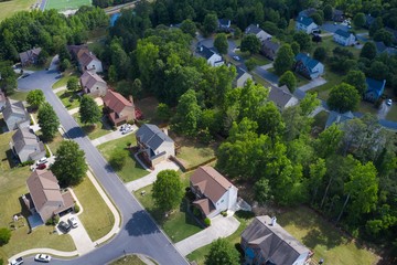 Aerial view of a beautiful sub division in Suburbs of Atlanta , GA USA 
