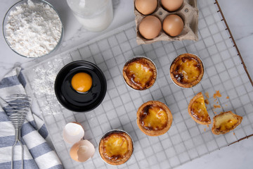 Egg tart, traditional Portuguese dessert, pasteis de Nata Portuguese Custard Tarts.