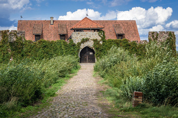 Fototapeta na wymiar Replica of mediaeval castel in Kiermusy, small village in Podlasie region, Poland