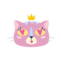 Highlights Stories cover, avatar, emoji: in love. Cute funny cat face.