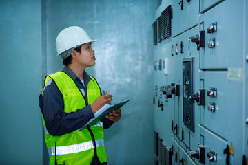 electrician working in a power station