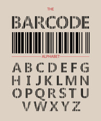 Set of Barcode style alphabet letters. vector font type design letters from A to Z. lines pattern, commercial typesetting.
