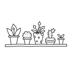 Vector stock illustration with single object: , home plant, hand drawn, doodle style.