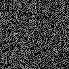 Seeds, rice, curls. Simple seamless black and white pattern. Scandinavian style, design for wallpaper, fabric, textile,wrapping paper.