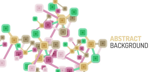 Abstract square dot connections, flat style multicolored geometric background for Wallpaper, Banner, Background, Card, Book Illustration, landing page or poster design