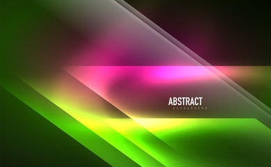 Dynamic neon shiny abstract background. Trendy abstract layout template for business or technology presentation, internet poster or web brochure cover, wallpaper