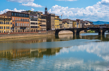 Ponte di Santa Trinita or Holy Trinity Bridge over River Arno in Florence, Tuscany, Italy