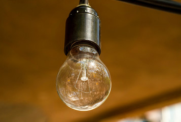 an electric light bulb in the glass