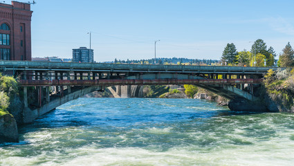 steel bridge in Riverfront Park on the sunny day,Spokane,Washington,usa.