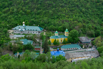 Fototapeta na wymiar View of the Saharna Monastery from the top of the hill, Republic of Moldova