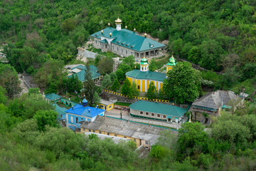 Fototapeta na wymiar Beautiful top view of the Holy Trinity Monastery of Saharna, Moldavia