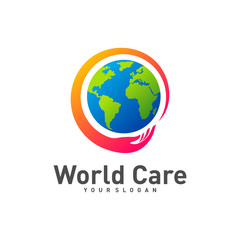 World Care logo design template vector, Earth Care logo concept creative, Icon Symbol