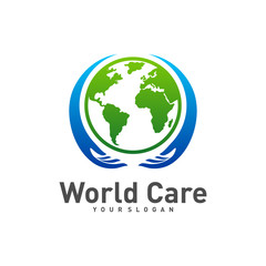 World Care logo design template vector, Earth Care logo concept creative, Icon Symbol