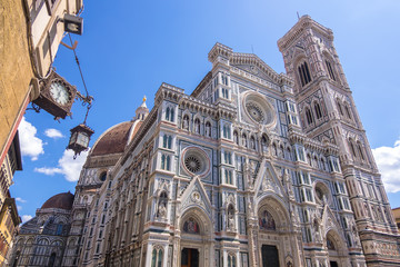 Cathedral Santa Maria Del Fiore and Giotto's Campanile on Piazza del Duomo in Florence, Tuscany, Italy