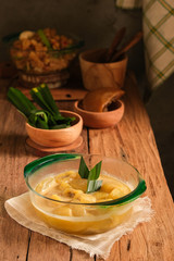 Traditional dessert made from banana and coconut sauce