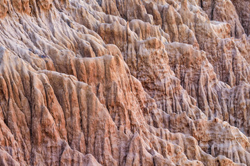 Closeup pattern of torrey pine eroded sandstone cliffs on coast in La Jolla by San Diego