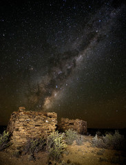 abandoned ruins under milky way, nightscape, night photography, karoo, South Africa