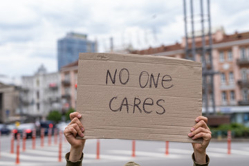 Social problems message. No one cares. responsibility. social problems reflections banners. Man...