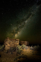 abandoned ruins under milky way, nightscape, night photography, karoo, South Africa