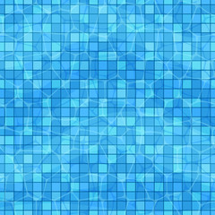 Vector seamless pattern with swimming pool bottom and blue ripple water. Summer vacation top view background