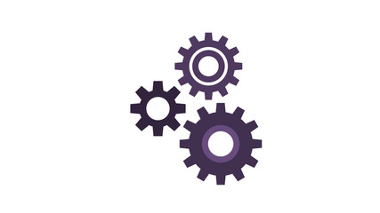 Cogwheel gear icons teamwork business concept modern 2d flat design purple