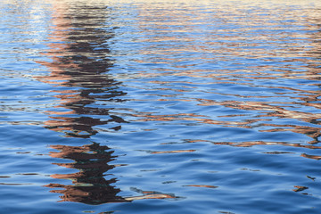 On a light river wave reflected bright spots of the building. Abstract. Background.