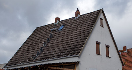tiled roof of the house. Germany