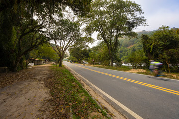cyclists on the park road in Itu, Sao Paulo, Brazil