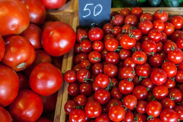 Fresh Organic Farm Tomatoes at the Market