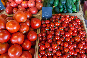 Fresh Organic Farm Tomatoes at the Market