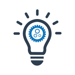 Creative solution icon. Light Bulb Gear Icon. 