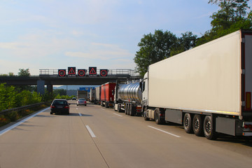 Lorry jam on the highway before border crossing (from Germany to Basel, Switzerland)