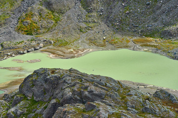 Basins with melted water from the glacier at Grossglockner mountain pass, Austria