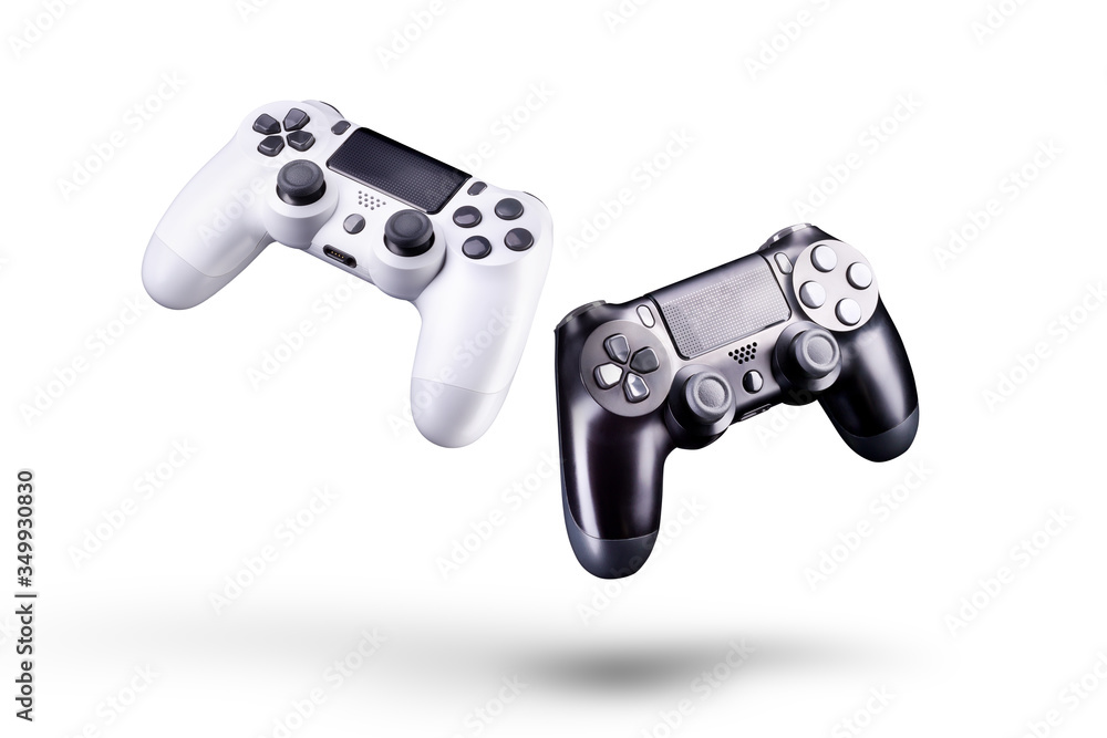 Poster set of video game joysticks gamepad isolated on a white background