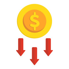 Value of money rising and dcreasing flat icon isolated on white background. Vector illustration.