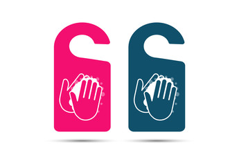 Labels wash hand. Washing hand with soap. Disinfection. Vector flat style.