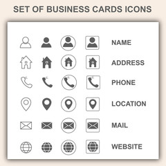 Set of Business Icons . business card, planning, marketing Vector illustration
