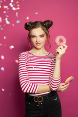 Nice woman with donuts