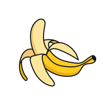 Banana icon, filled outline style vector.