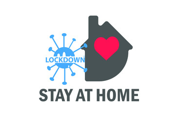 Stay at home slogan for flue virus . Protection campaign or measure from coronavirus