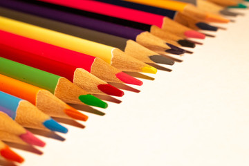 colored pencils on the diagonal