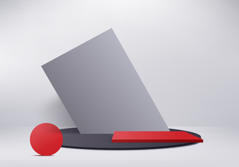 Minimal Podium and scene with 3d vector render in abstract gray background composition, 3d illustration mock up scene geometry shape platform forms for product display. stage for awards in modern.