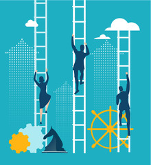 Business people climbing up the ladder of success. Business concept illustration  © IRStone