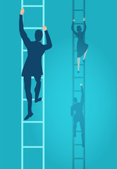 Business people climbing up the ladder of success. Business concept illustration 