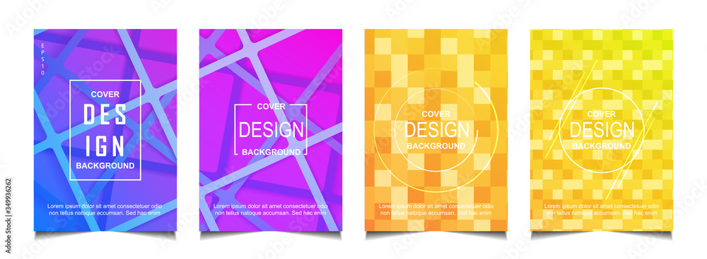 Aufkleber set of trendy gradient cover design abstract background template with dynamic soft colorful and wavy