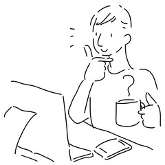 オンラインコミュニケーション　男性　線画