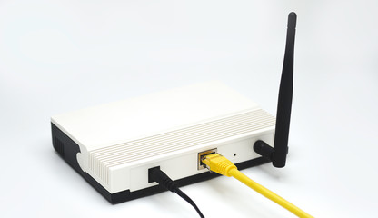 Connect an Ethernet Cable to a Wireless Router.connects Internet cable in the router.