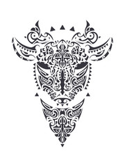 Bull Polynesian style. Tattoo of the Bull in Polynesian style. Good for tattoos, prints and t-shirts. Isolated. Vector.