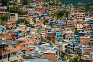 Medellín, Antioquia / Colombia August 07, 2017. La Commune No. 13 San Javier is one of the 16 communes of the city of Medellín, Colombia. It is located west of the Western Central Zone of the city